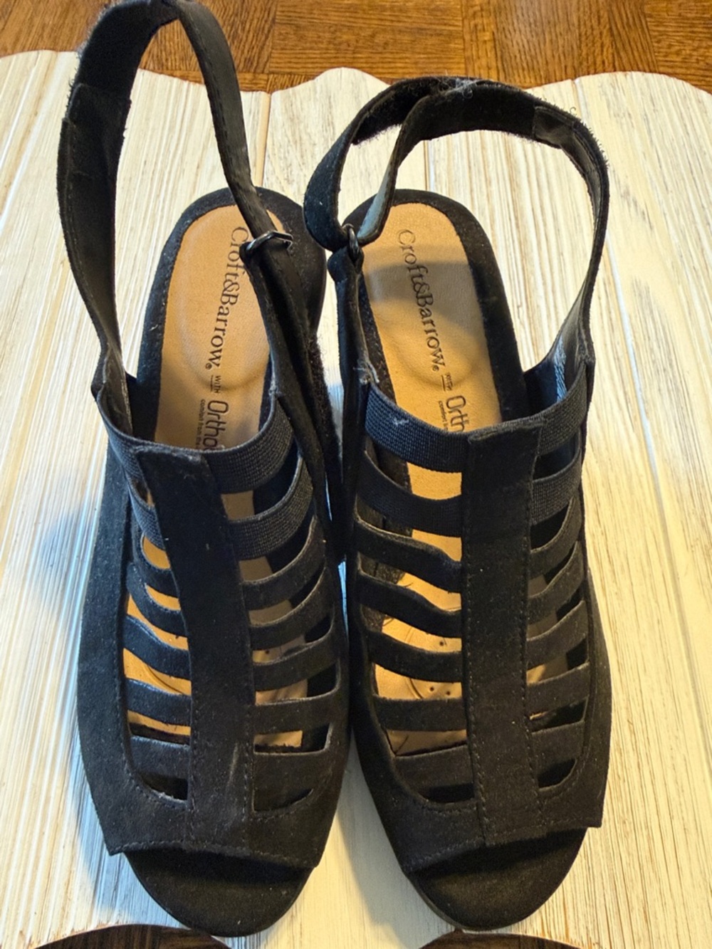 Clarks Black Suede Strappy Slingback Sandals